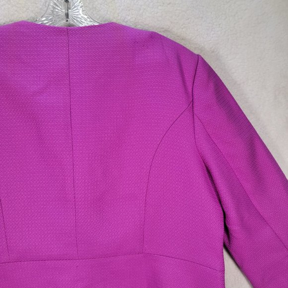 Vintage 90s D.Vine Magenta Textured Scoop Neck Ruffle Maximalist Unique Blazer - Picture 9 of 15